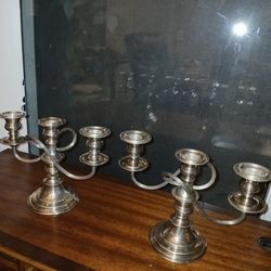 Pair Of Asprey Of London Silver Plate Candle Abras