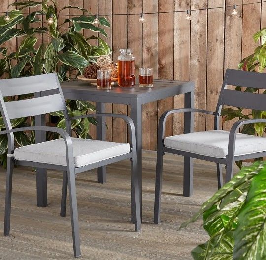 20" x 20"Allen + Roth Grey Solid Patio Chair Cushion Set Of 2