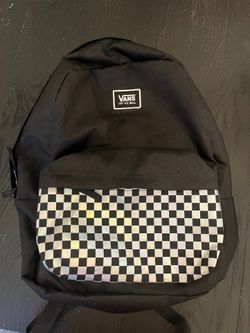Vans Black Backpack Holographic Checkered Pocket