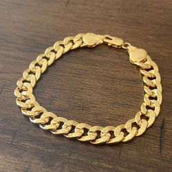 Gold Plated 9.5mm Cuban Chain 8.5 Inch Bracelet 