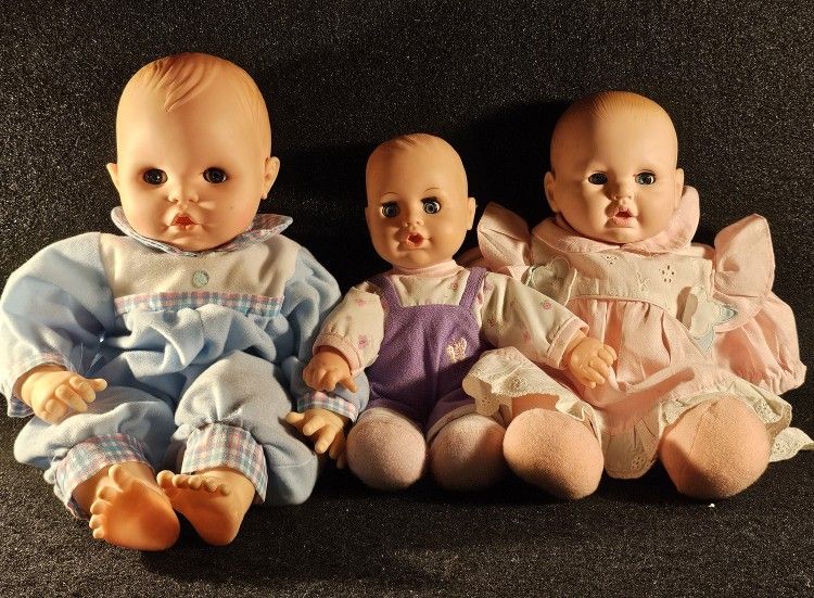 Lot Of 3 Vintage Childs Baby Dolls All have opening & Closing Beautiful Blue Eyes!