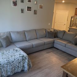 5 Piece Grey Sectional Couch 