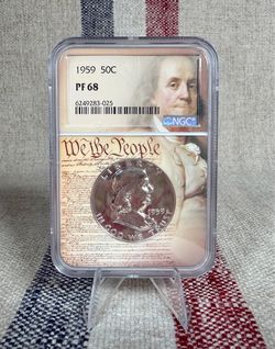 1959 Franklin Half Dollar NGC PF68 90% Silver Proof – Constitution Label