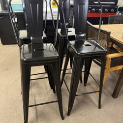 Set of 4 30-inch metal bar stools