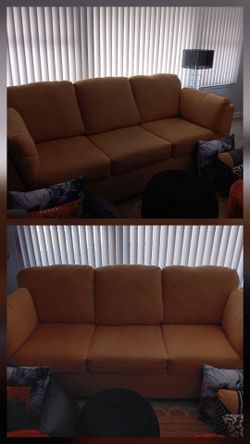 3-Seat Tan Microfiber Sofa