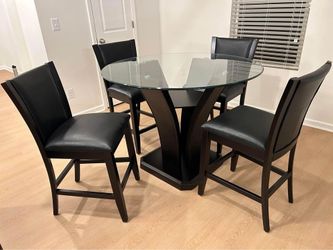 😍 Brand New Wooden Round Glass High Top/ Counter Height Dining Table Set W/ Chairs ● Pay After Delivery 🚚