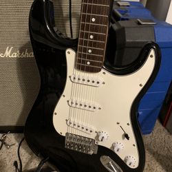 2000 Fender Squier SE Stratocaster / Strat Electric Guitar - Classic Black And White!