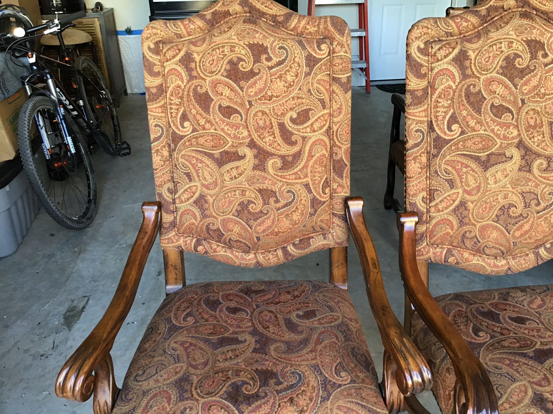 Paisley fabric arm chairs