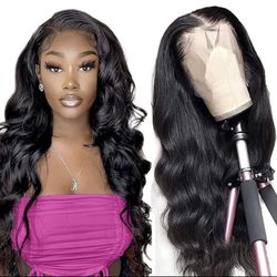 Lace Frontal Wig Brazilian human hair body wave straight and curly