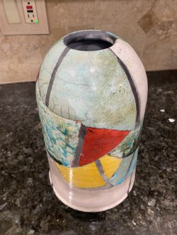 Signed Byron Myrick Pottery Vase From His Series Titled “Quilted”