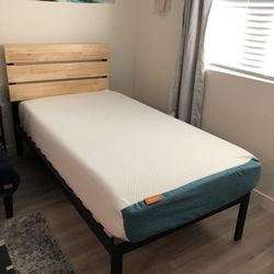 Twin Bed (bed frame and memory foam mattress)