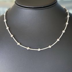 Jewelry 18k White Gold 5CTW Natural Diamond 17” Necklace