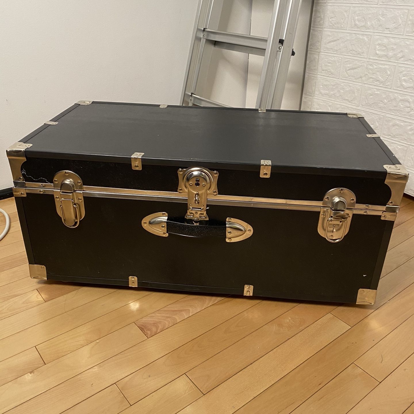 IKEA Black Leather 31” Storage Trunk Wheels - Functional Decor