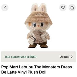 Pop Mart Labubu The Monsters Dress Be Latte Vinyl Plush Doll