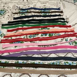 21” long big collection multicolor zippers $5 each 
