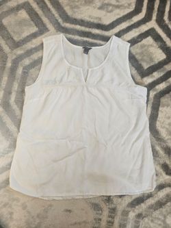 White Sleeveless Blouse with Lace Trim
