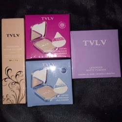TVLV foundations and concealer face powders.