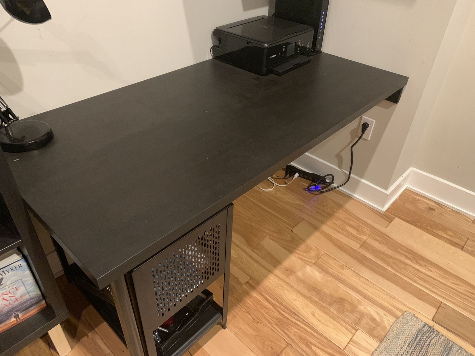 Corner mounted desk, all black. Great condition