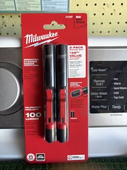 Milwaukee 100 Lumens Aluminum Pen Lights With Clip (2 Pack) READ DESCRIPTION 