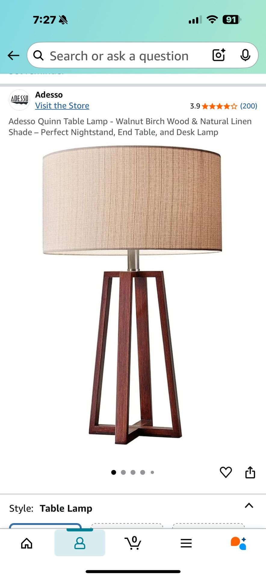 Floor Lamp And (2) End Table Lamps