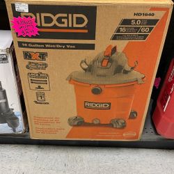 RIDGID 16 Gallon 5.0 Peak HP NXT Wet/Dry Shop Vacuum (Model HD1640). 