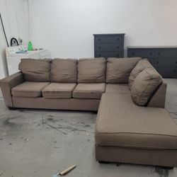 Dark Biege Brown Sectional Couch 