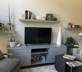 Custom Made Media Cabinet With Floating Shelves