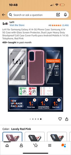 $5-LeYi for Samsung Galaxy A14-5G Phone Case: Samsung A14 5G Case with Glass Screen Protector, Dual Layer Heavy Duty Shockproof Cell Case Cover