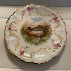 Porcelain Bavaria Plate,  With A Duck Hand Painted,Numbered