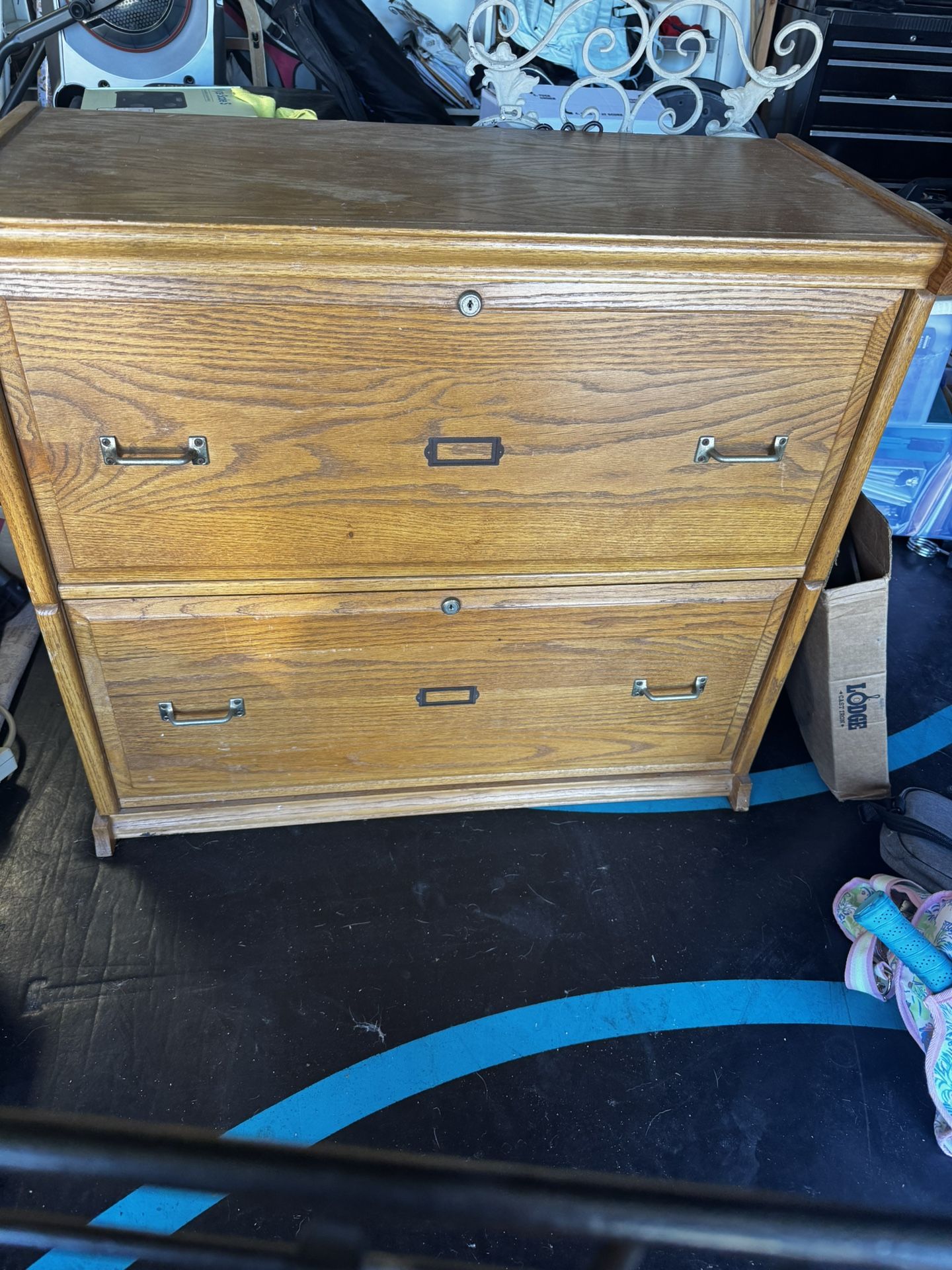Double Drawer Oak Filing Cabinet 