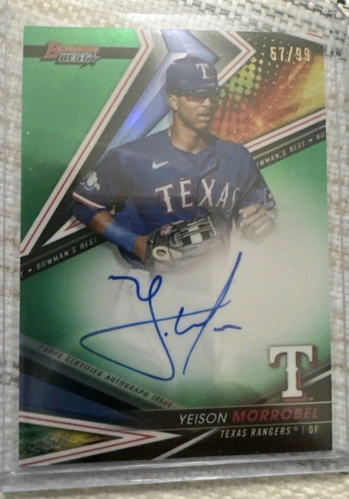 Really Nice 2022 Bowman's Best Yeison Morrobel Auto, Green Refractor , # 57/99 Card
