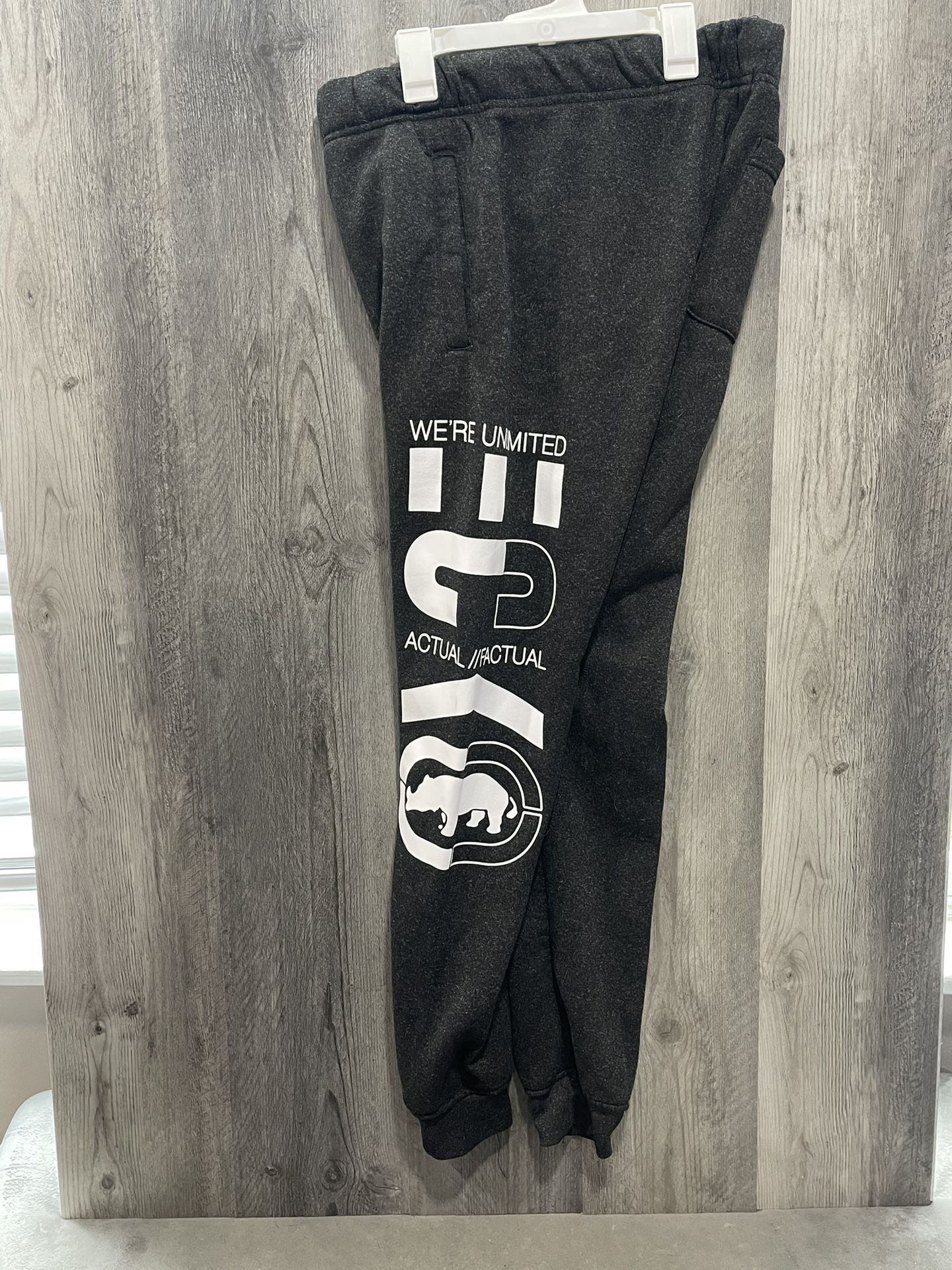 Men Echo Unlimited Joggers Gray Embroidered Hipster Sz. M  Rhino Y2K Logo 90’s