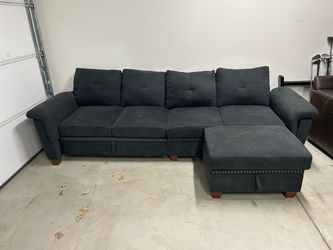 Dark Gray Sectional Sofa with Chaise and Storage