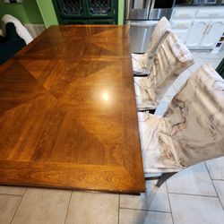 Table, Bench and Chairs.