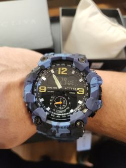 New 56mm Activa by Invicta Black Ops Blue Camo Watch