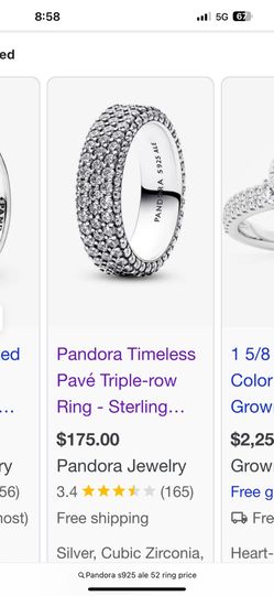 Pandora Sterling Silver Triple Row Ring 
