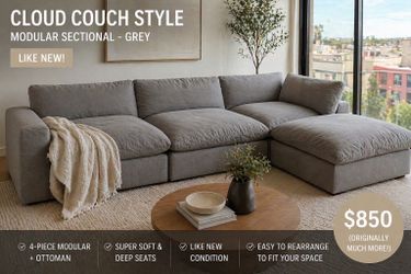 Modani Bloom 4-Piece Modular Sofa – Like New, Grey Fabric