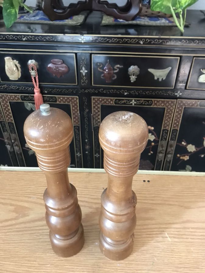 Wood salt and pepper shakers