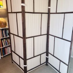 Large Modular 3 Panel Bamboo Screen. Perfect Condition