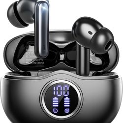 A10 Pro Wireless Earbuds, Bluetooth 5.3 Headphones HiFi Stereo 50H Playback LED Digital Display Ear Buds with ENC Noise Canceling Headset, IPX7 Waterp
