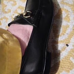 Gucci Horsebit Gold Black Leather Mens Loafers