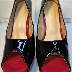 Women's Black Slip On Open Toe Shoes 
