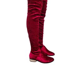 Velvet Thigh High Heels