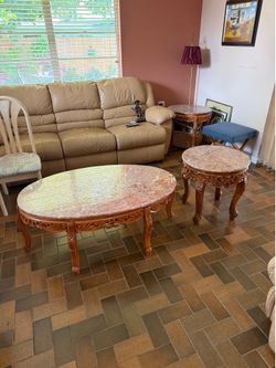 Real marble living room tables set of 4