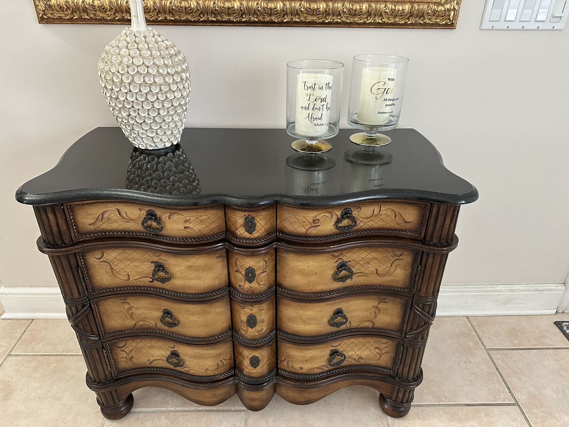 Console Cabinet With Authentic Marble Top