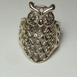 925 Silver Owl Ring 