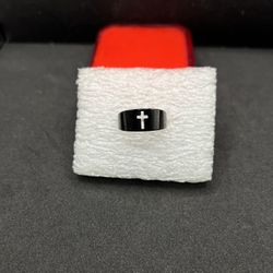 Cross Black Ring - Size 10