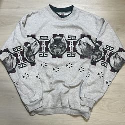 Vintage Art Unlimited Grey 90s wolf print sweatshirt Dated 1994 Size Large  #90sstreetwear #streetwear #Vintage #Y2k