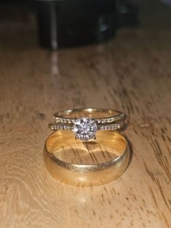 18k gold Wedding set Size 12 bridal set, 14 groom