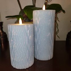 Flameless Swirled Glitter Pillars 